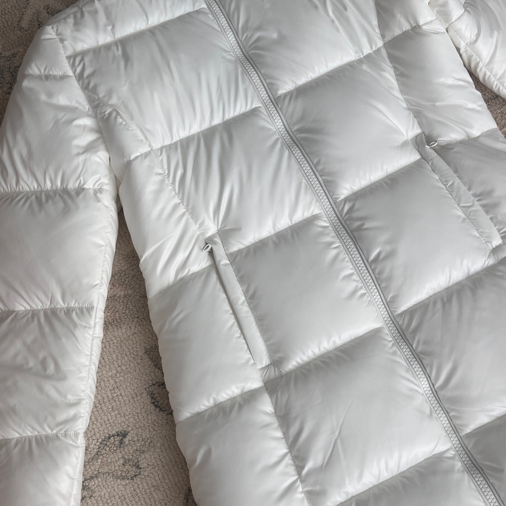 Save The Duck Women's White Hooded Puffer Coat Size L - Picture 3 of 9